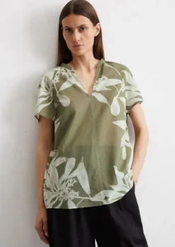 Print-Blusen-Shirt regular aus leichtem Baumwolle-Voile
