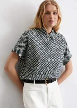 Print-Bluse regular aus feinem Single Jersey