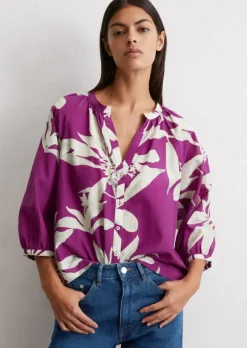 Print-Bluse regular aus Organic-Cotton-Viskose-Mix