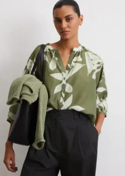 Print-Bluse regular aus Organic-Cotton-Viskose-Mix