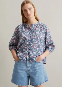 Print-Bluse relaxed aus Baumwoll-Voile