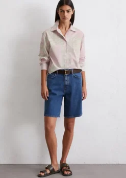 Print-Bluse relaxed cropped aus Papertouch-Popeline