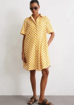 Print-Hemdblusenkleid relaxed aus leichtem Baumwoll-Voile