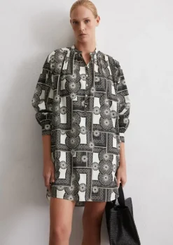 Print-Hemdblusenkleid relaxed aus leichtem Baumwoll-Voile