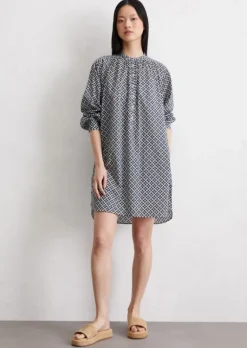 Print-Hemdblusenkleid relaxed aus leichtem Baumwoll-Voile