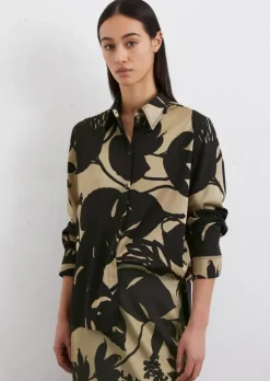 Print-Satinbluse regular aus Viskose-Stretch