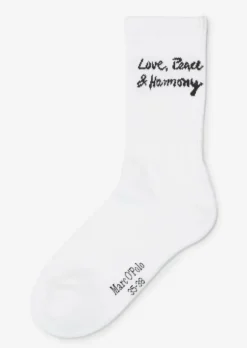 Ripp-Socken mit Schriftzug