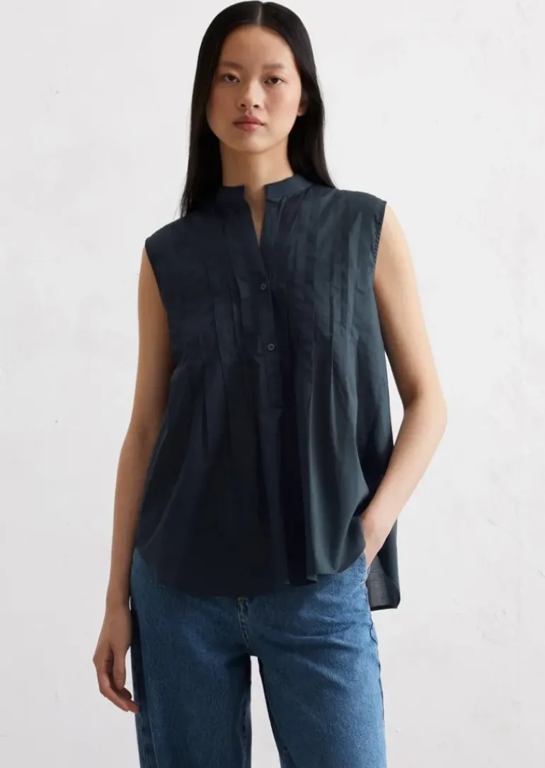 Ärmellose Bluse relaxed aus Silky-Touch-Baumwoll-Voile