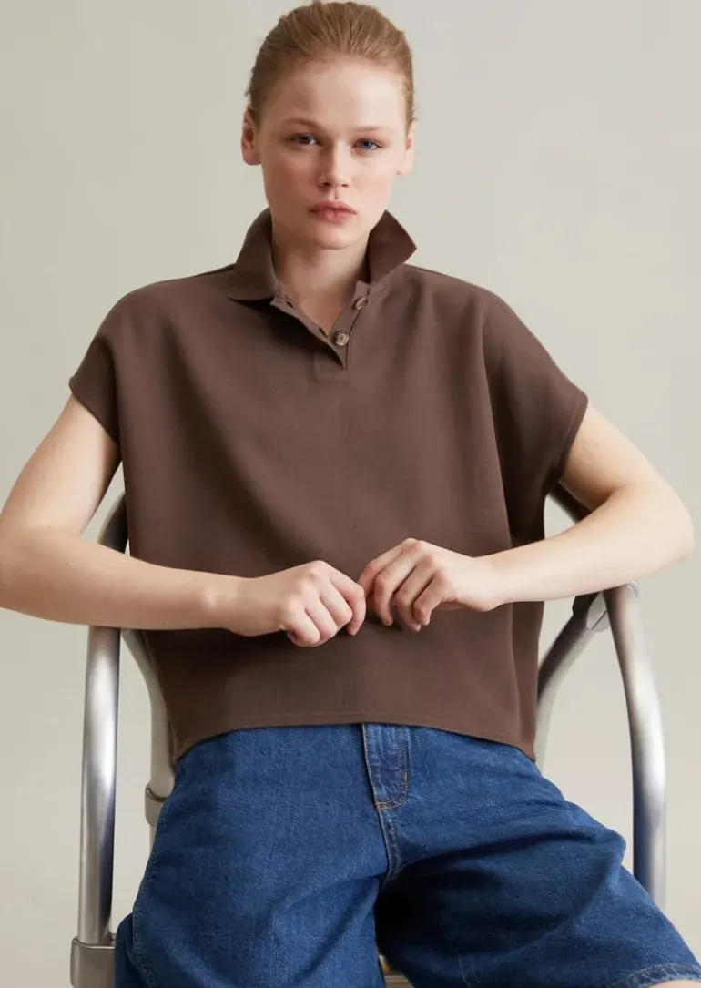 Ärmelloses Poloshirt wide aus Organic Cotton