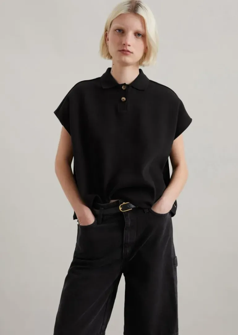 Ärmelloses Poloshirt wide aus Organic Cotton