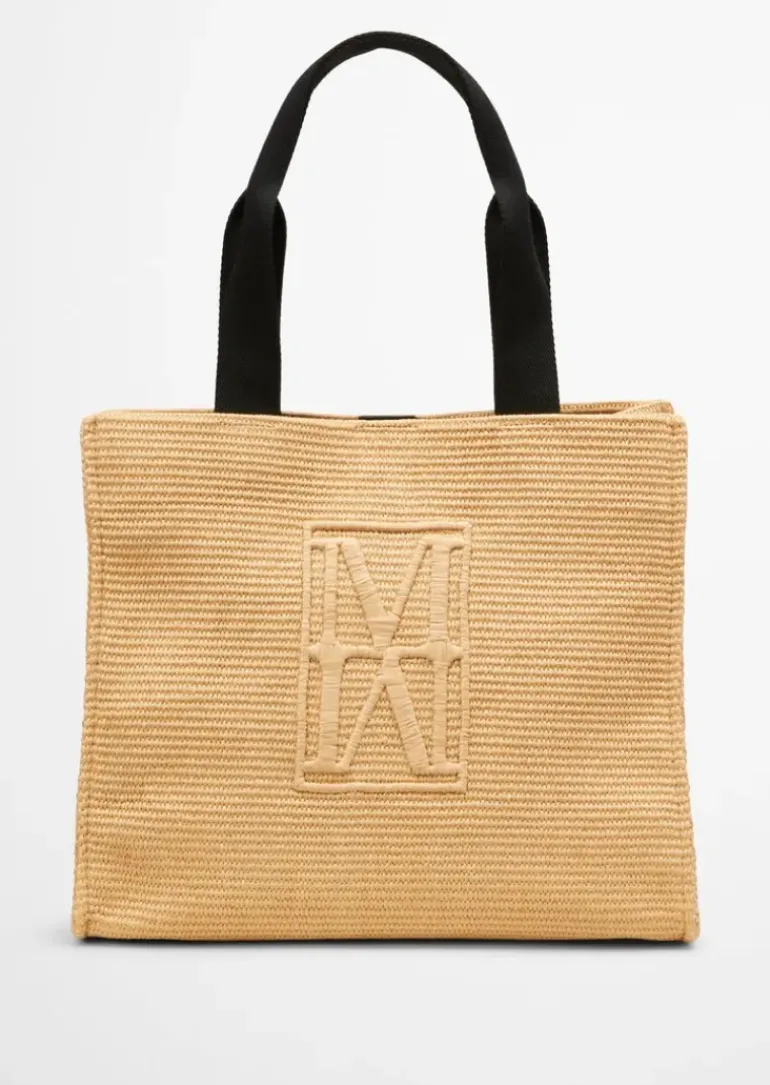 Shopper large in Raffia-Bast-Optik