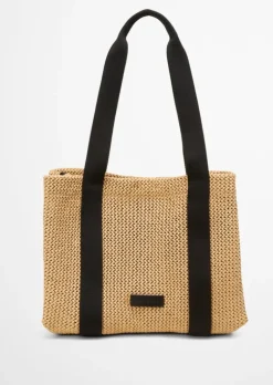 Shopper medium in Crochet-Raffia-Bast-Optik