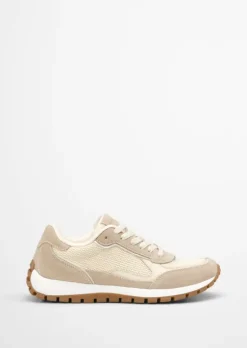 Sneaker aus Rindleder mit Strickeinsatz