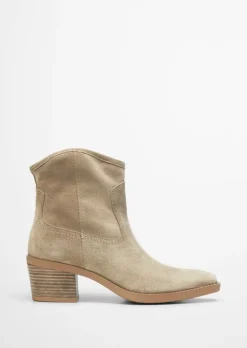 Stiefelette im Western-Stil aus softem Veloursleder