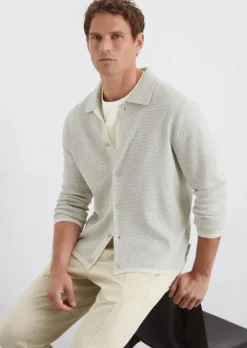 Strickjacke regular aus strukturiertem Bio-Baumwoll-Mix