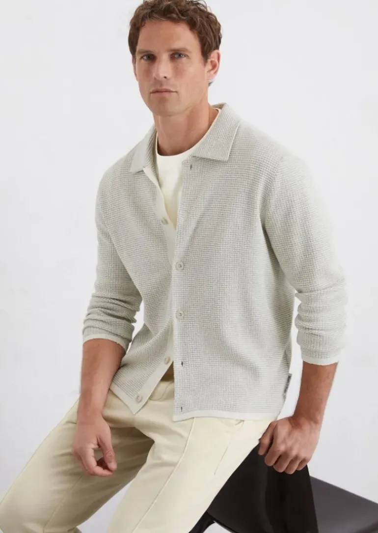 Strickjacke regular aus strukturiertem Bio-Baumwoll-Mix