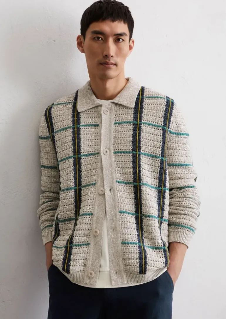 Strick-Overshirt regular aus Bio-Baumwoll-Leinen-Mix