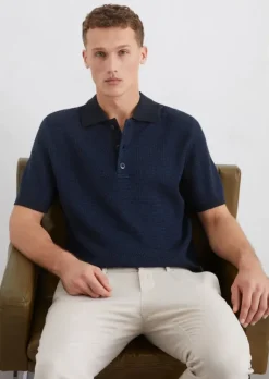 Strick-Poloshirt regular aus Bio-Baumwoll-Mix