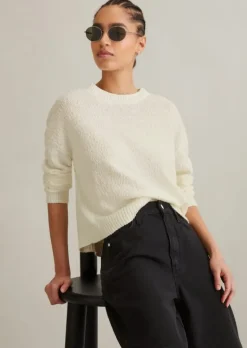 Strickpullover loose aus Cotton-Slub-Garn
