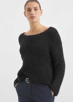 Strickpullover oversize aus gefranstem Bändchengarn