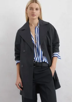 Trench-Cape-Jacke relaxed aus kompaktem Twill
