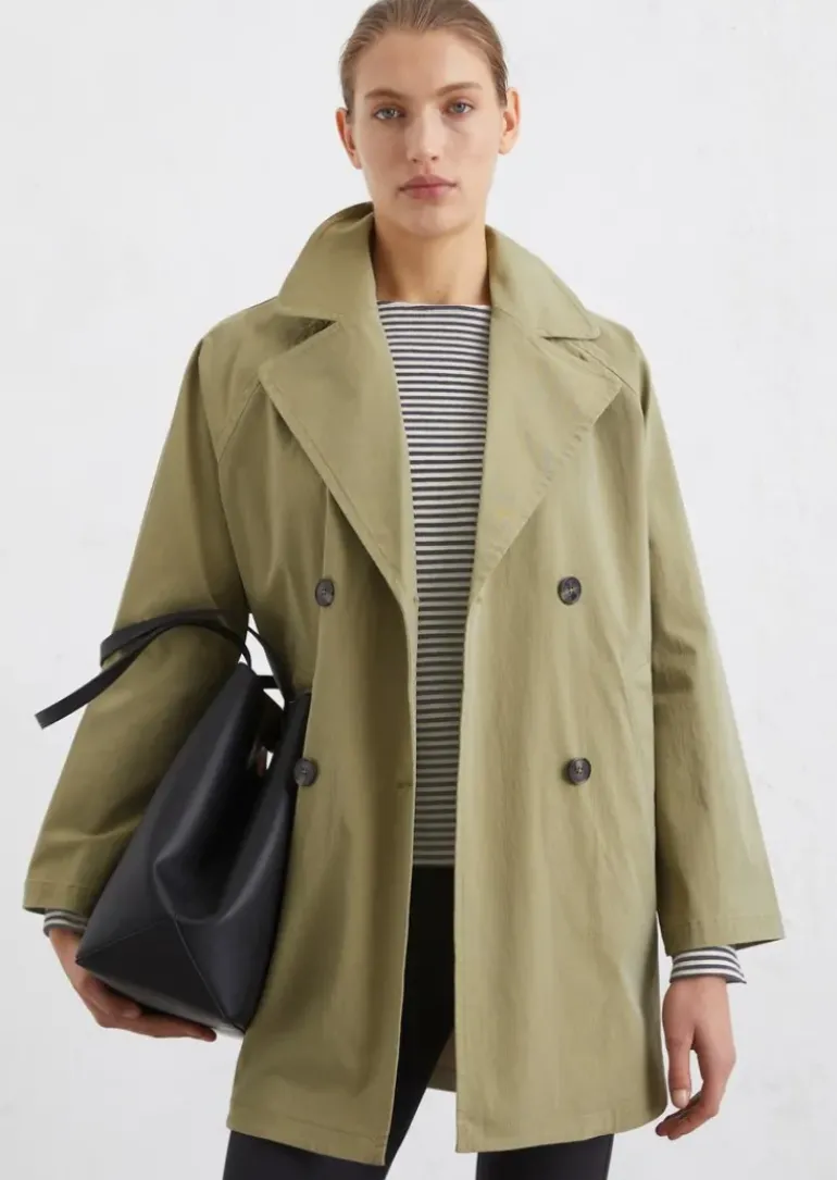 Trench-Cape-Jacke relaxed aus kompaktem Twill
