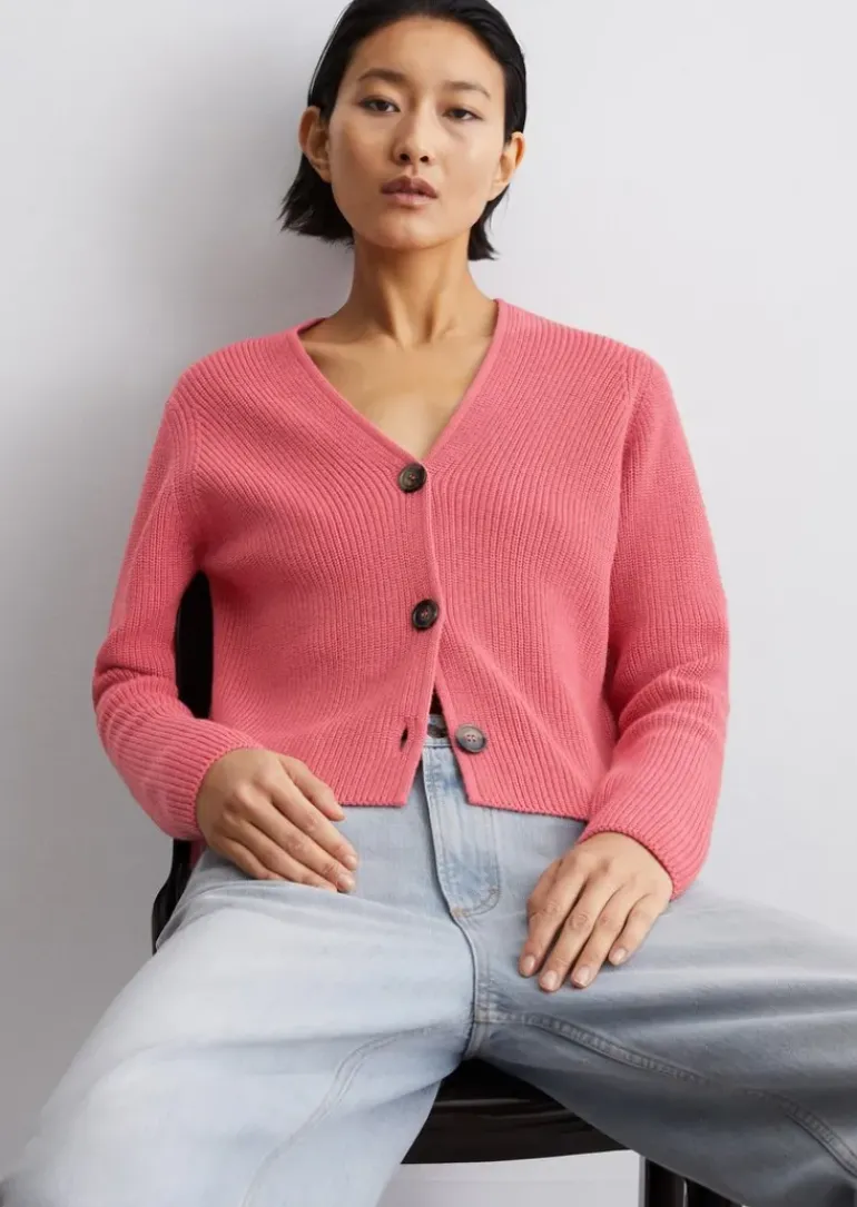 V-Neck-Cardigan relaxed aus Heavy-Weight-Organic-Cotton