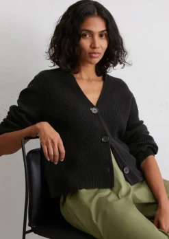 V-Neck-Cardigan relaxed aus Heavy-Weight-Organic-Cotton