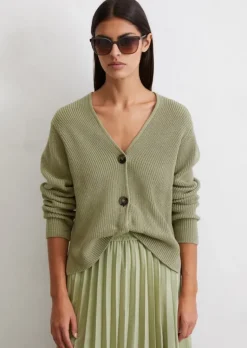 V-Neck-Cardigan relaxed aus Heavy-Weight-Organic-Cotton