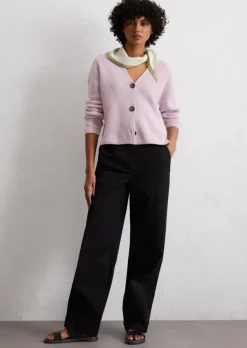 V-Neck-Cardigan relaxed aus Heavy-Weight-Organic-Cotton