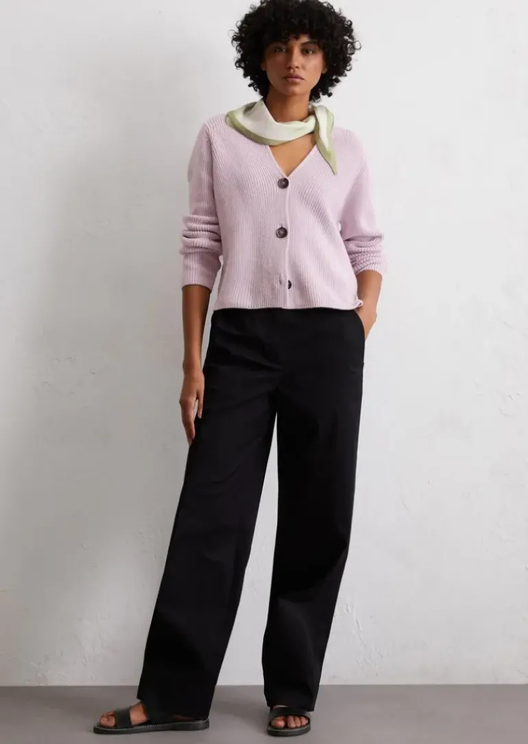 V-Neck-Cardigan relaxed aus Heavy-Weight-Organic-Cotton