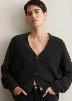 V-Neck-Cardigan relaxed aus Heavy-Weight-Organic-Cotton