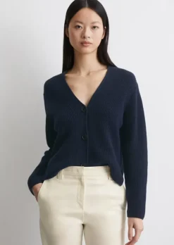 V-Neck-Cardigan relaxed aus Heavy-Weight-Organic-Cotton