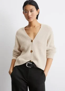 V-Neck-Cardigan relaxed aus Heavy-Weight-Organic-Cotton