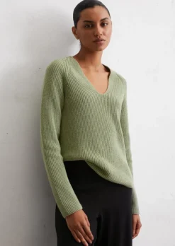 V-Neck-Strickpullover slim aus softem Baumwoll-Garn