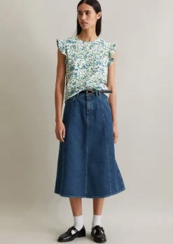 Volant-T-Shirt loose mit Allover-Print
