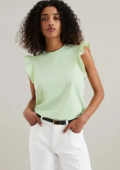 Volant-T-Shirt regular aus Material-Mix
