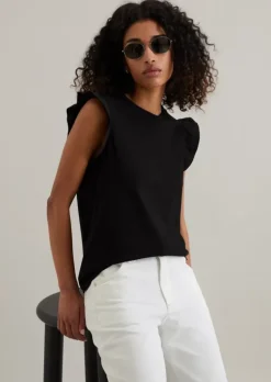 Volant-T-Shirt regular aus Material-Mix
