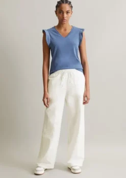 Volant-T-Shirt regular aus Material-Mix