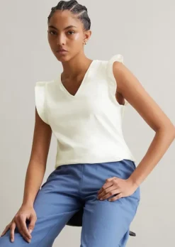 Volant-T-Shirt regular aus Material-Mix