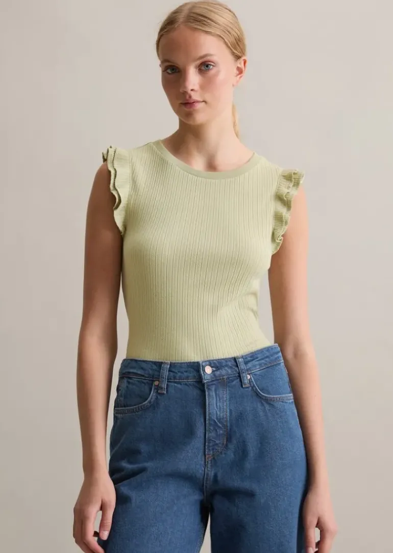 Volant-T-Shirt regular aus modernem Ribbjersey