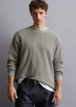 Waffel-Longsleeve relaxed aus reiner Bio-Baumwolle