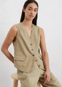 Weste regular aus Organic-Cotton-Leinen-Mix