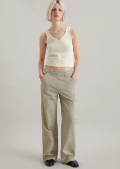 Workwear-Pants wide aus gestreiftem Organic Cotton